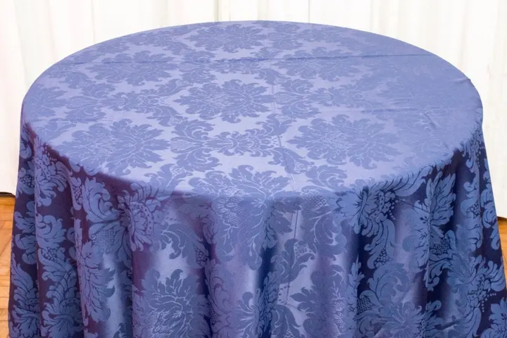 Toalha de mesa redonda em damasco azul